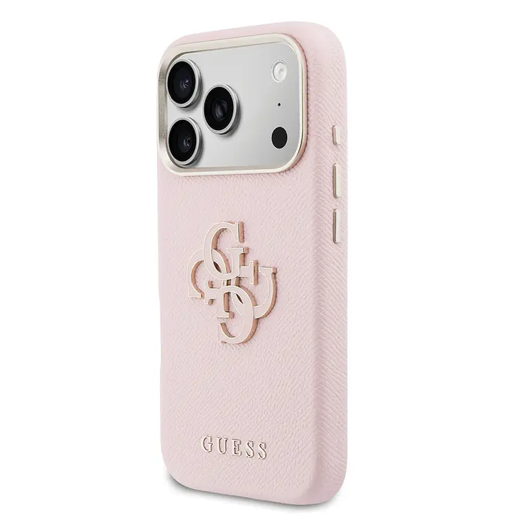 iPhone 17 Pro Metal Kamera Çerçeveli PU Deri Kılıf - Guess 4G