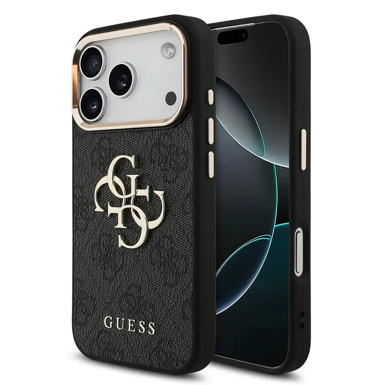 iPhone 17 Pro Guess Lisanslı Gold Metal Kamera Çerçeveli Kılıf