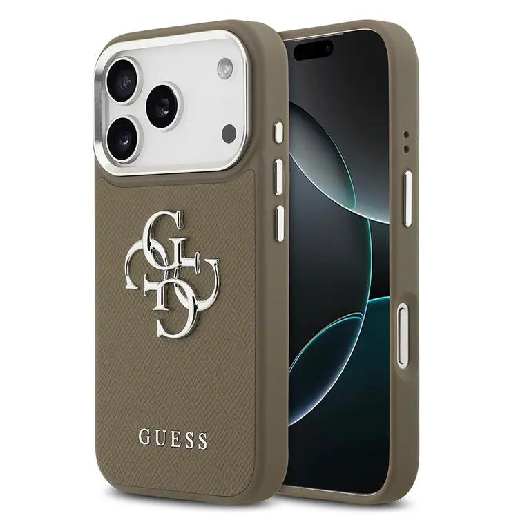 iPhone 17 Pro Lisanslı Grained Kılıf - Guess 4G Metal Logolu