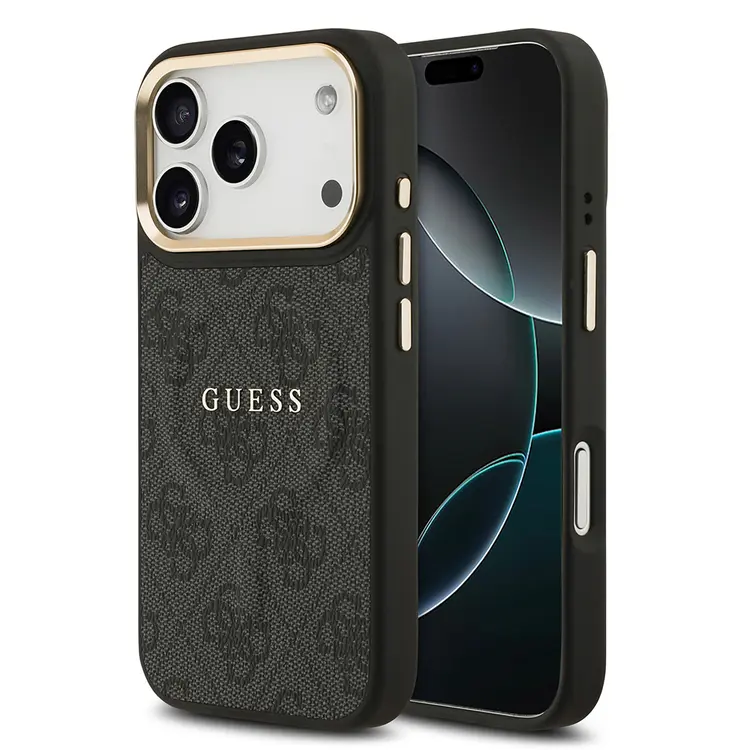iPhone 17 Pro MagSafe Uyumlu PU Deri Kılıf - Guess 4G Logolu
