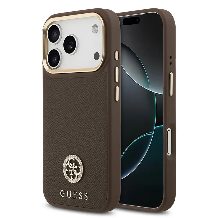 iPhone 17 Pro MagSafe Uyumlu Grained Desenli Kılıf - Guess 4G Logolu