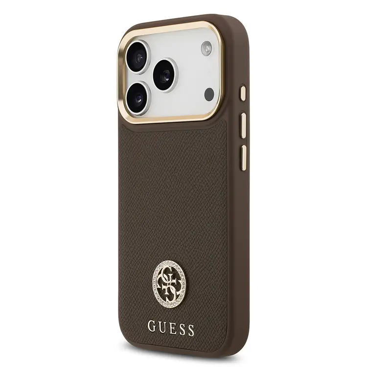 iPhone 17 Pro MagSafe Uyumlu Grained Desenli Kılıf - Guess 4G Logolu