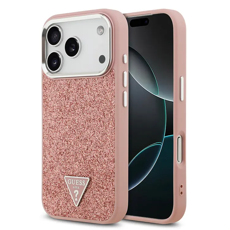 iPhone 17 Pro MagSafe Uyumlu Metal Kamera Çerçeveli Kılıf - Guess Glitter
