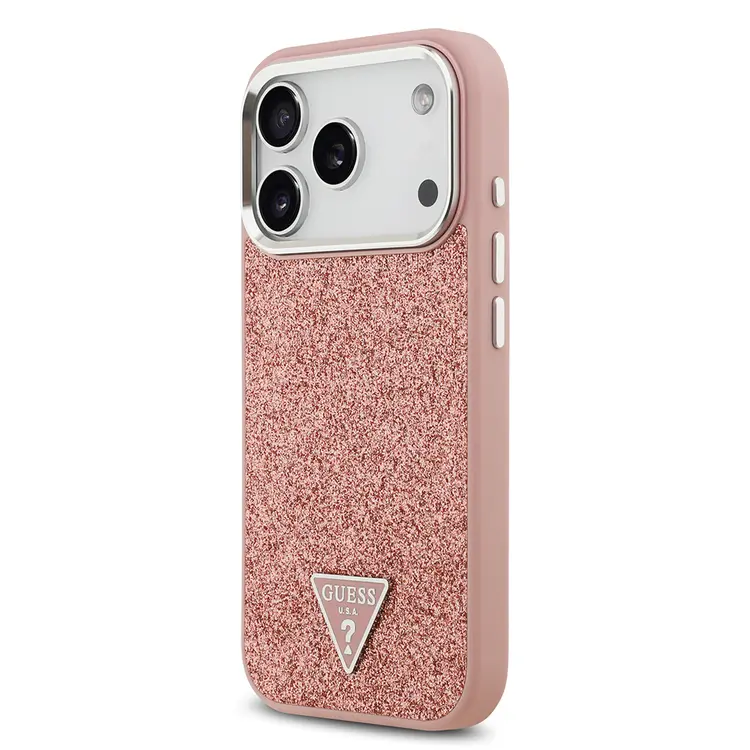 iPhone 17 Pro MagSafe Uyumlu Metal Kamera Çerçeveli Kılıf - Guess Glitter