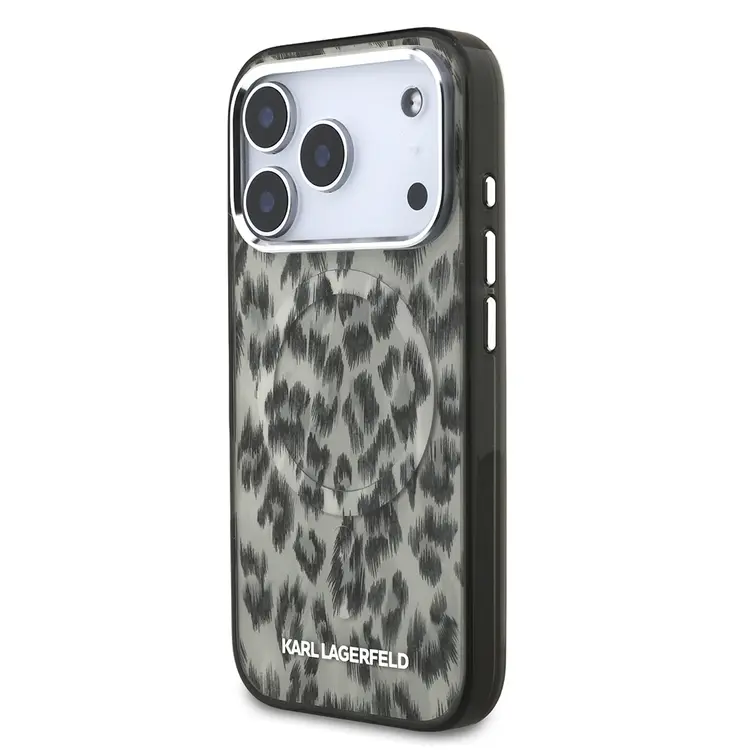 Apple iPhone 17 Pro Kılıf Karl Lagerfeld Orjinal Lisanslı M-safe Şarj Özellikli IML Leopar Baskılı Kapak