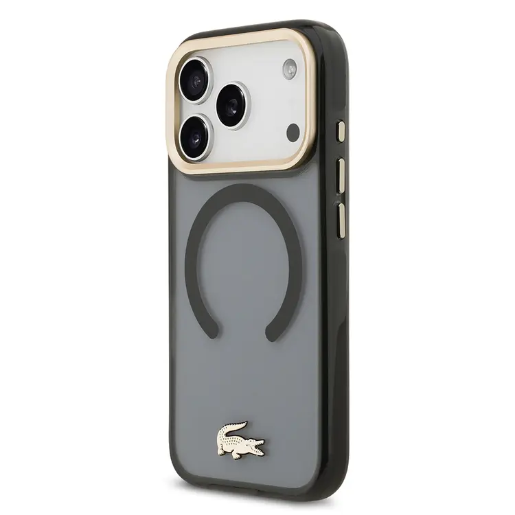 Apple iPhone 17 Pro Kılıf Lacoste Orjinal Lisanslı M-safe Şarj Özellikli Gold Timsah Logolu Buzlu Kapak