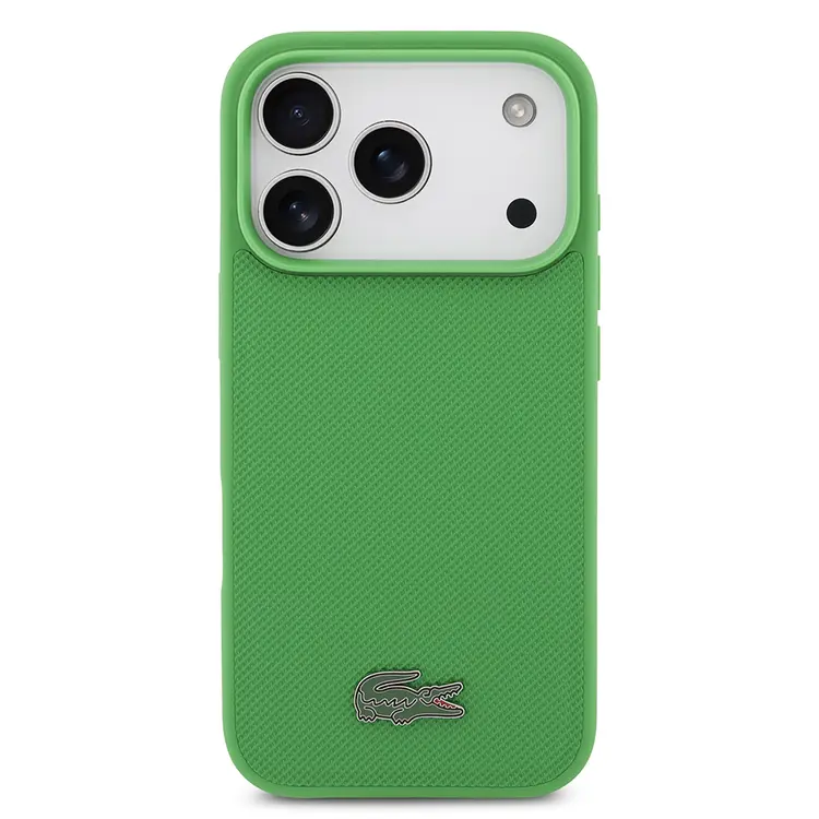 Apple iPhone 17 Pro Kılıf Lacoste Orjinal Lisanslı M-safe Şarj Özellikli PU Pike Desenli Metal Logolu Kartlıklı Kapak