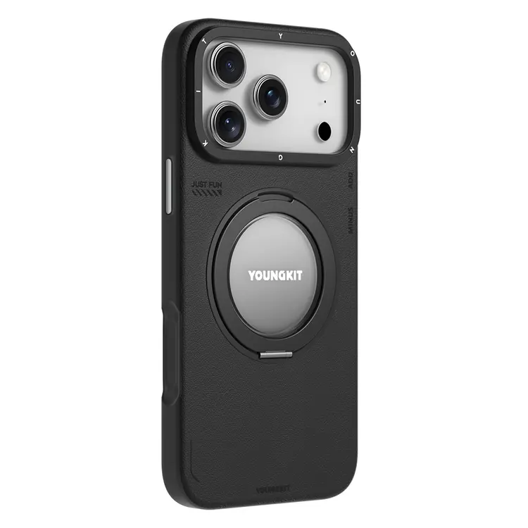 iPhone 17 Pro MagSafe Uyumlu 360 Derece Standlı Kılıf - Youngkit Tech Leather