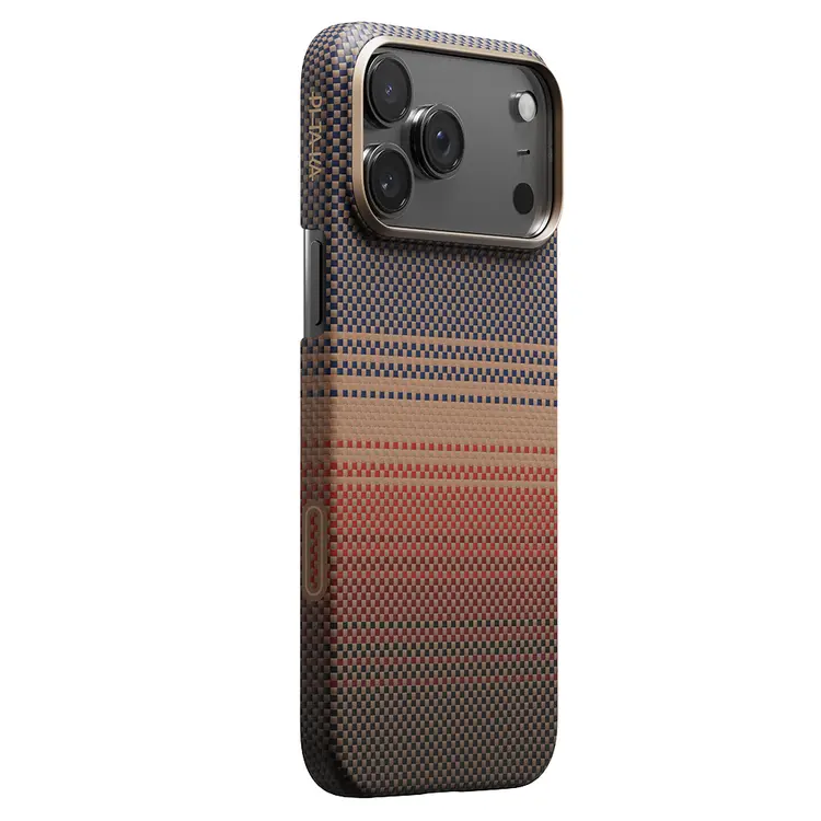 Apple iPhone 17 Pro Kılıf M-safe Şarj Özellikli Aramid Karbon Fiber Pitaka Tactile Woven Sunset-Moonrise Serisi Kapak