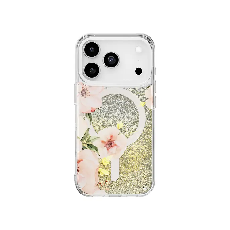 iPhone 17 Pro MagSafe Uyumlu Çiçek Desenli Simli Kılıf - Coehl Fleurette
