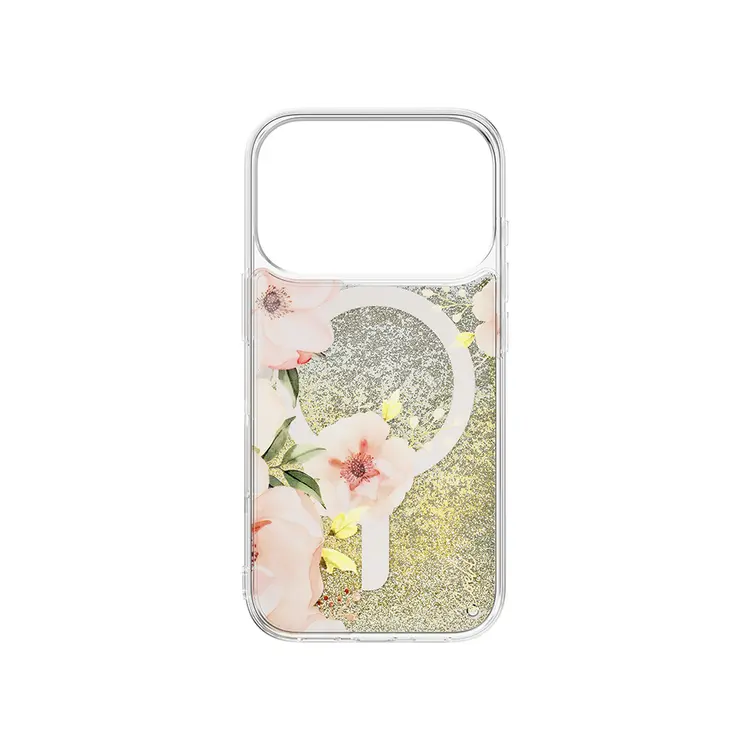 iPhone 17 Pro MagSafe Uyumlu Çiçek Desenli Simli Kılıf - Coehl Fleurette