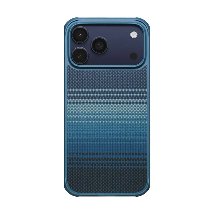 Apple iPhone 17 Pro Kılıf M-safe Şarj Özellikli Pitaka Tactile Woven Sunset-Moonrise Aramid Pro Guard Serisi Karbon Kapak