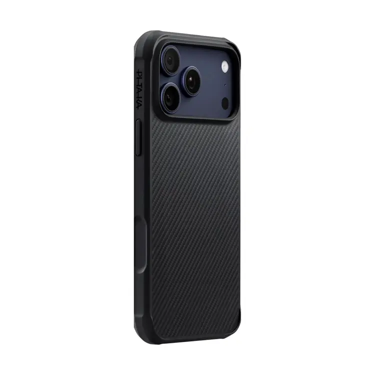 Apple iPhone 17 Pro Kılıf M-safe Şarj Özellikli Pitaka Aramid Pro Guard Serisi Black-Gray Karbon Kapak