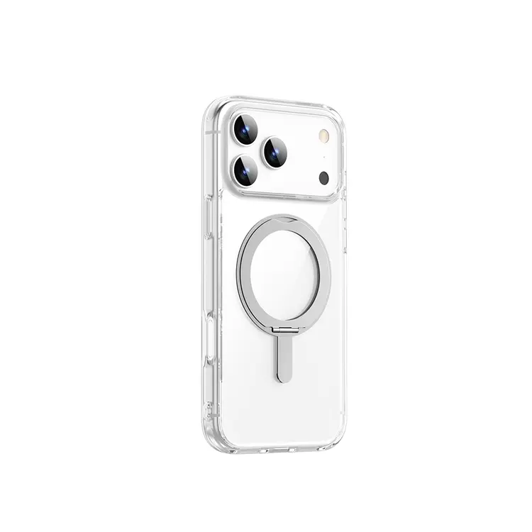 Apple iPhone 17 Pro Kılıf M-safe Şarj Özellikli  Wiwu MCC-201 iShield Ultra Serisi Standlı Crystal Sert PC Kapak