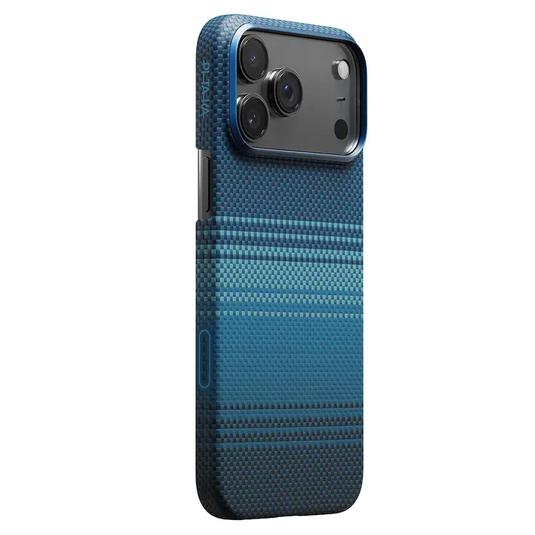Apple iPhone 17 Pro Max Kılıf M-safe Şarj Özellikli Aramid Karbon Fiber Pitaka Tactile Woven Sunset-Moonrise Serisi Kapak