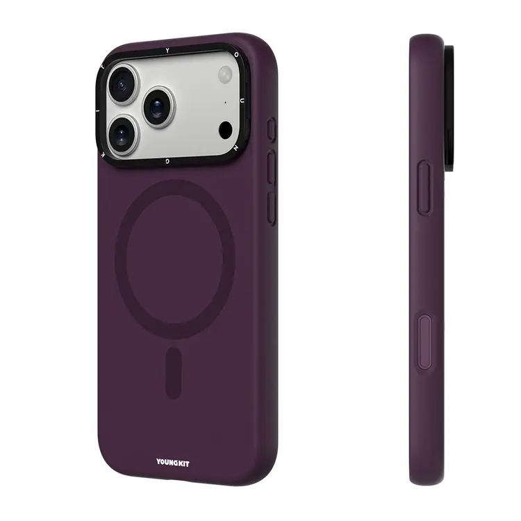 iPhone 17 Pro Max MagSafe Uyumlu Kamera Standlı Silikon Kılıf - Youngkit Bitty Cream