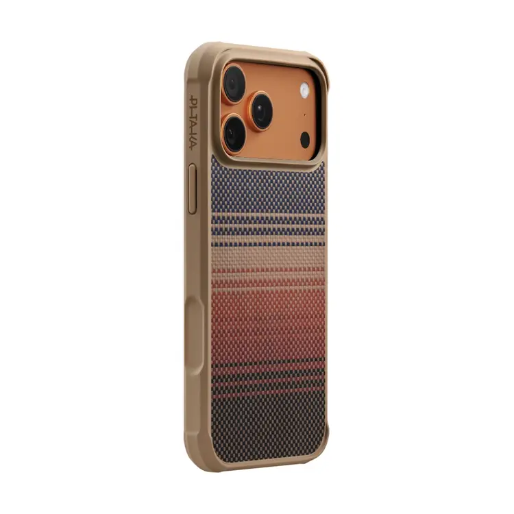 Apple iPhone 17 Pro Max Kılıf M-safe Şarj Özellikli Pitaka Tactile Woven Sunset-Moonrise Aramid Pro Guard Serisi Karbon Kapak