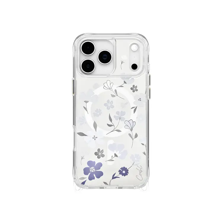 Apple iPhone 17 Pro Max Kılıf M-safe Şarj Özellikli Şeffaf Arka Yüzey Çiçekli Coehl Amara Kapak