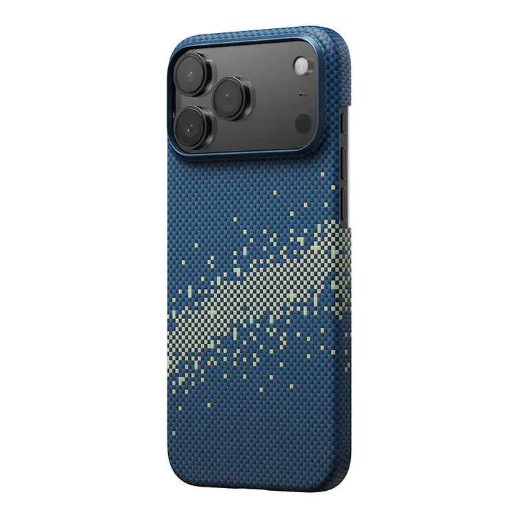 Apple iPhone 17 Pro Max Kılıf Magsafe Şarj Özellikli Aramid Karbon Fiber Pitaka Tactile Woven Starpeak Serisi Milky Way Galaxy Kapak