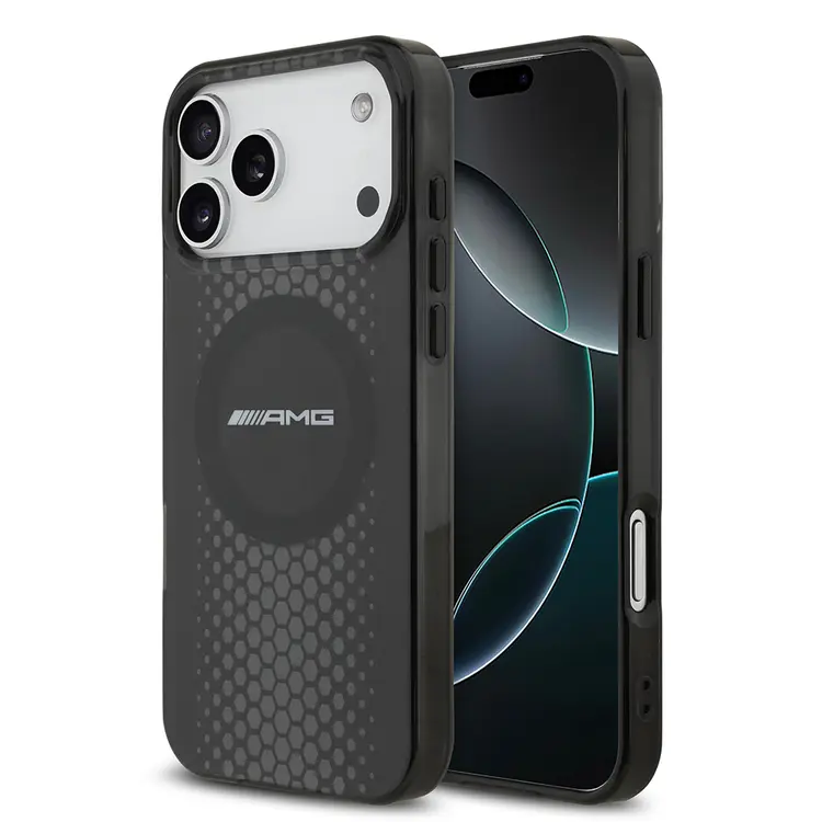 Apple iPhone 17 Pro Max Kılıf AMG Orjinal Lisanslı Çift Katmanlı Büyük Logolu Petek Desenli Kapak