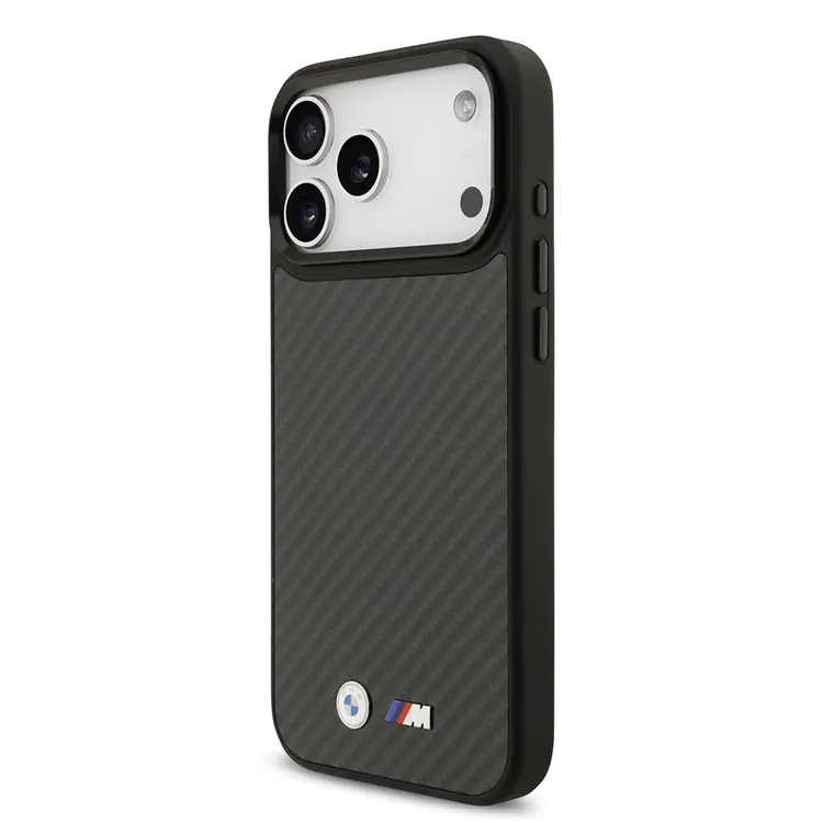 Apple iPhone 17 Pro Max Kılıf BMW Orjinal Lisanslı M-safe Şarj Özellikli Karbon Fiber Metal Logolu Kapak