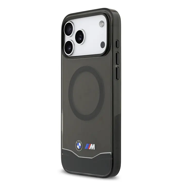 Apple iPhone 17 Pro Max Kılıf BMW Orjinal Lisanslı M-safe Şarj Özellikli Metal Buton Tasarımlı Tranparan M Dizayn Kapak