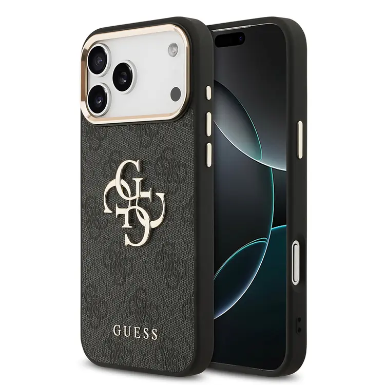 iPhone 17 Pro Max Lisanslı Kılıf, Gold Metal Kamera Çerçeveli - Guess 4G