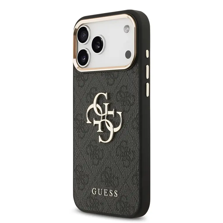 iPhone 17 Pro Max Lisanslı Kılıf, Gold Metal Kamera Çerçeveli - Guess 4G