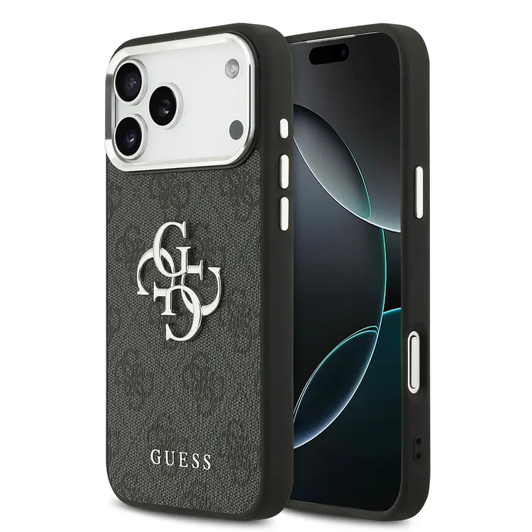 iPhone 17 Pro Max Lisanslı Kılıf, Gümüş Metal Kamera Çerçeveli - Guess 4G