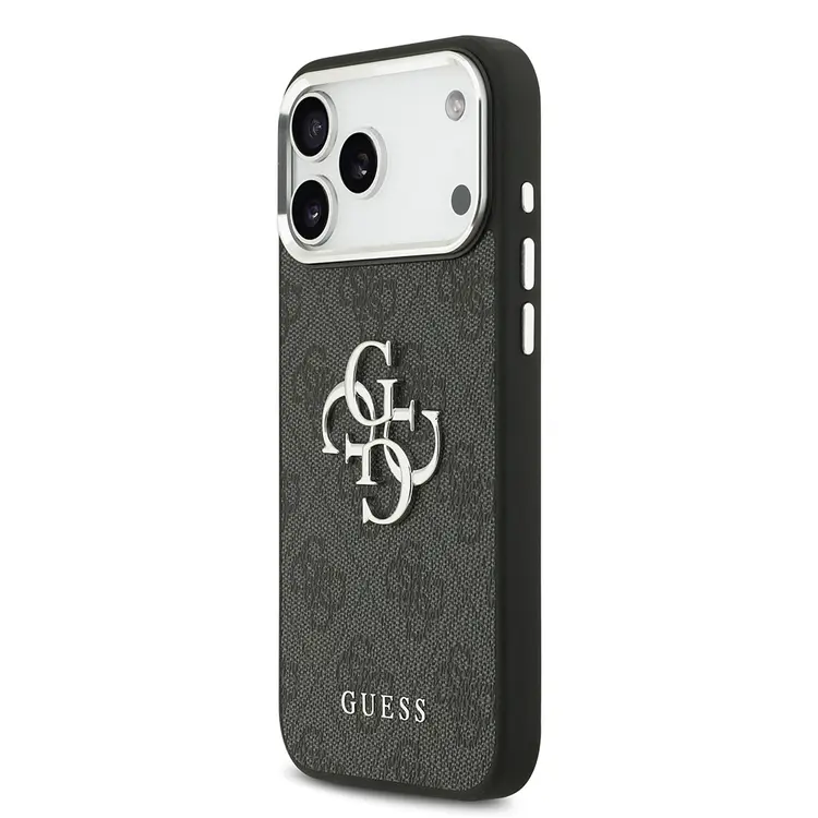 iPhone 17 Pro Max Lisanslı Kılıf, Gümüş Metal Kamera Çerçeveli - Guess 4G