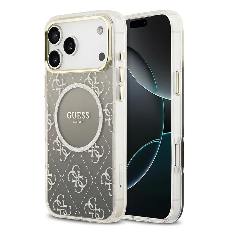 iPhone 17 Pro Max MagSafe Uyumlu Simli Silikon Kılıf - Guess 4G