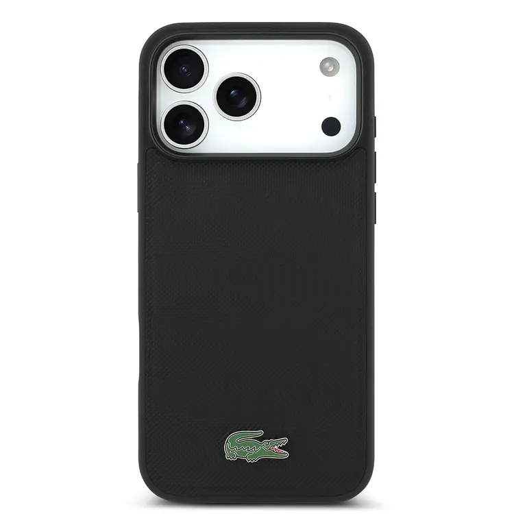 Apple iPhone 17 Pro Max Kılıf Lacoste Orjinal Lisanslı M-safe Şarj Özellikli PU Pike Desenli Metal Logolu Kartlıklı Kapak