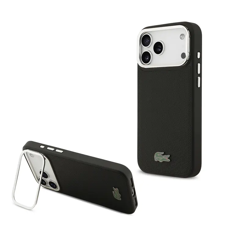 iPhone 17 Pro Max MagSafe Uyumlu Standlı Kılıf - Lacoste PU Pike Desenli