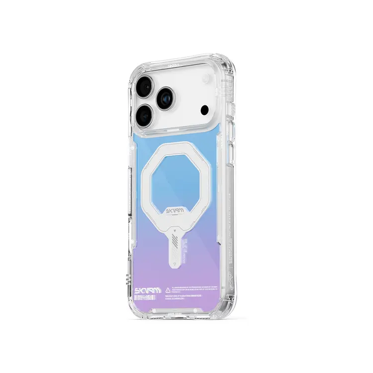 Apple iPhone 17 Pro Max Kılıf Skinarma M-Safe Şarj Özellikli IML Baskılı Holografik MYST Kapak
