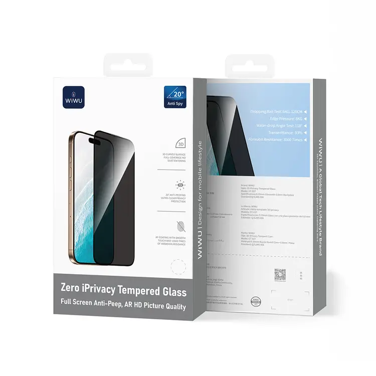 iPhone 17 Pro Gizlilik Filtreli Temperli Cam Ekran Koruyucu - Wiwu GT-027 Zero Curved