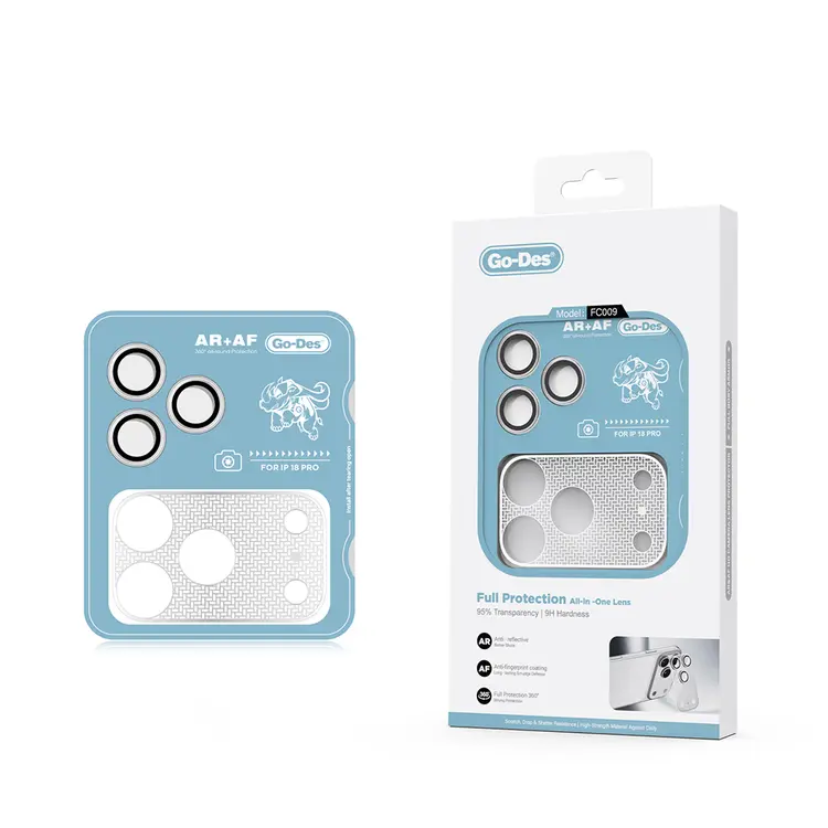 Apple iPhone 18 Pro Go Des FC009 Titanyum Serisi Anti Reflective 2in1 Kamera Lens Koruyucu