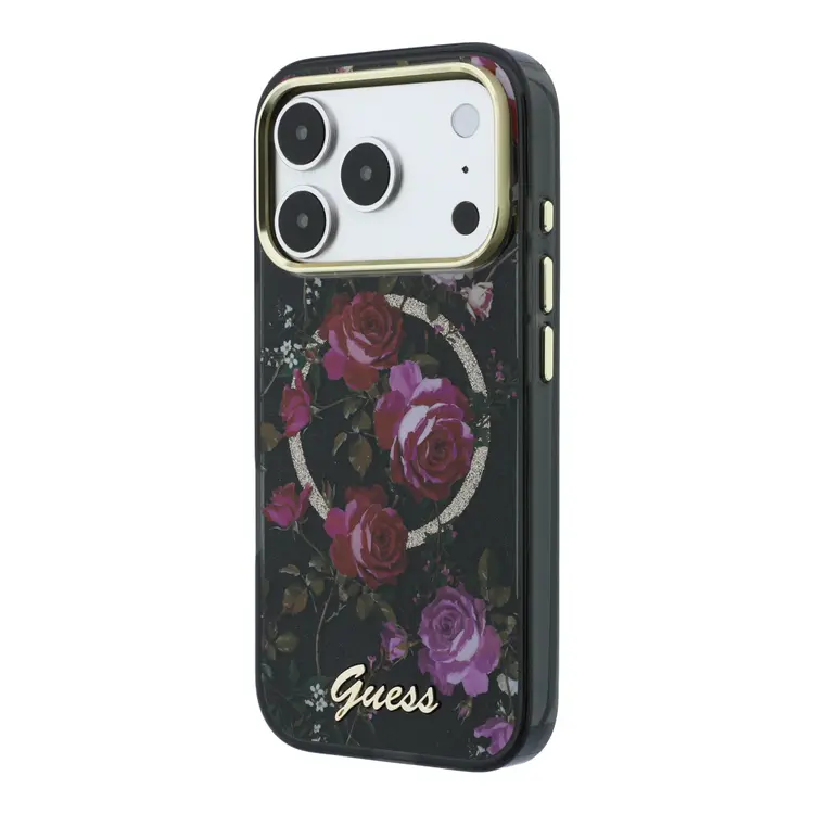 iPhone 18 Pro MagSafe Uyumlu Gül Desenli Kılıf - Guess Lisanslı