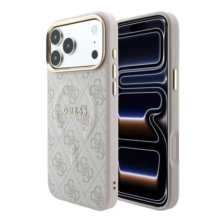 iPhone 18 Pro MagSafe Uyumlu Metal Kamera Çerçeveli Kılıf - Guess 4G Logolu