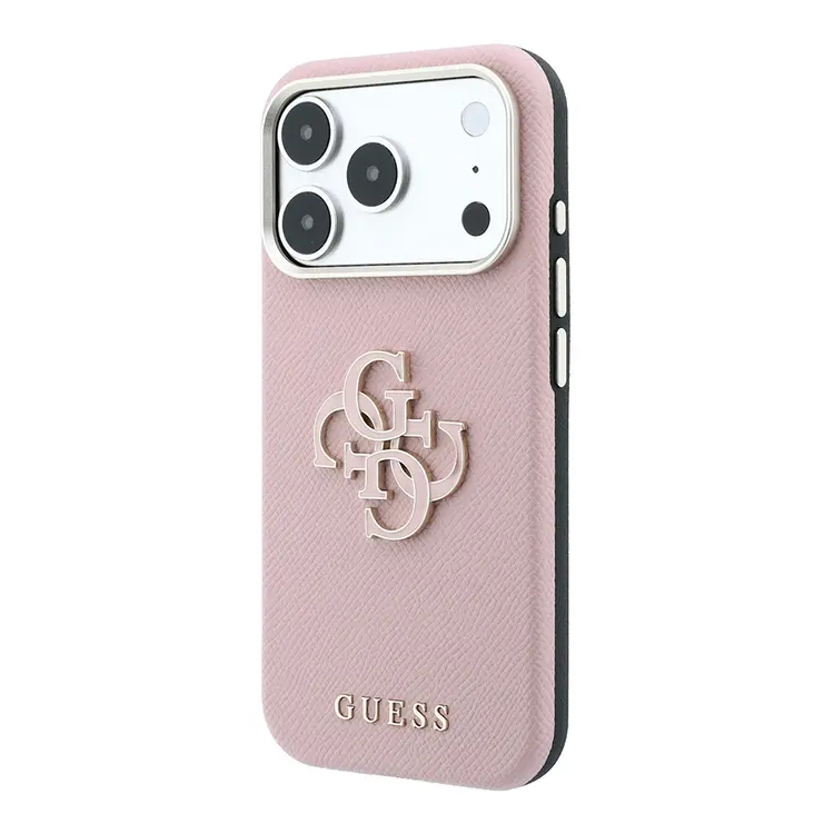 Apple iPhone 18 Pro Kılıf Guess Orjinal Lisanslı PU Yazı ve 4G Büyük Metal Logolu Kapak