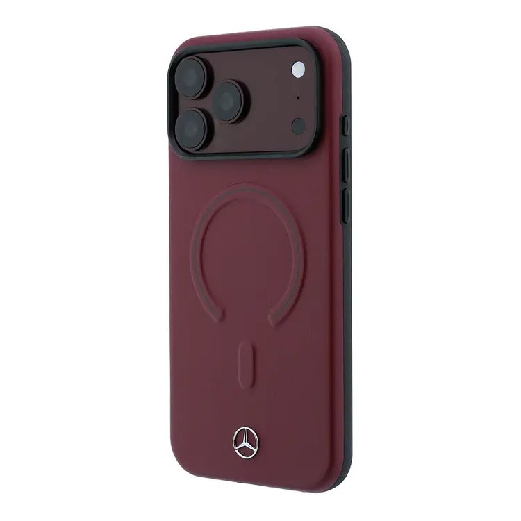 Apple iPhone 18 Pro Kılıf Mercedes Benz Orjinal Lisanslı M-safe Şarj Özellikli Metal Yıldız Logolu Kabartmalı Deri Kapak