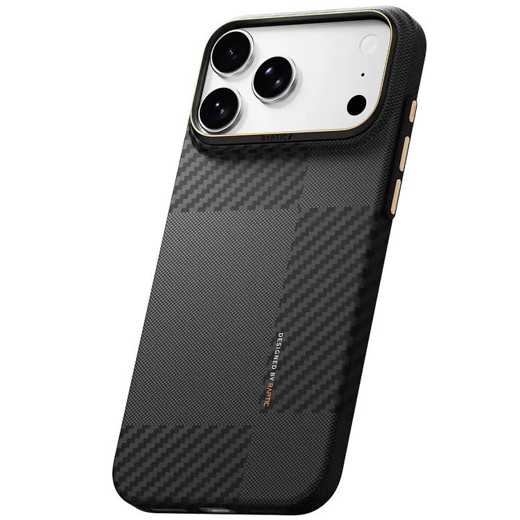 Apple iPhone 18 Pro Max Kılıf M-safe Şarj Özellikli 600D Metal Kamera Çerçeveli Raptic Aramid Fiber Karbon Geotik Serisi Kapak