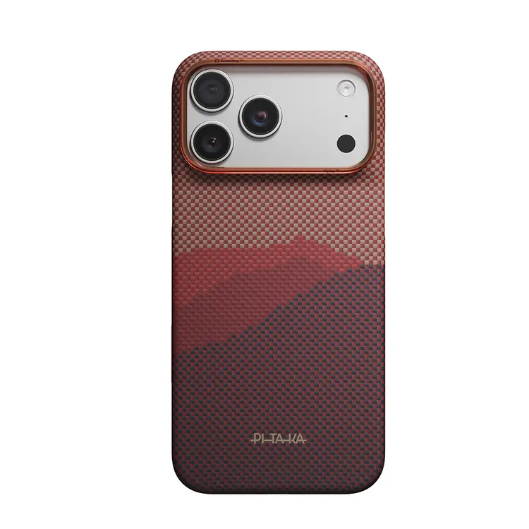 Apple iPhone 18 Pro Max Kılıf M-safe Şarj Özellikli Aramid Karbon Fiber Pitaka Tactile Woven Starpeak Serisi Over The Horizon Kapak
