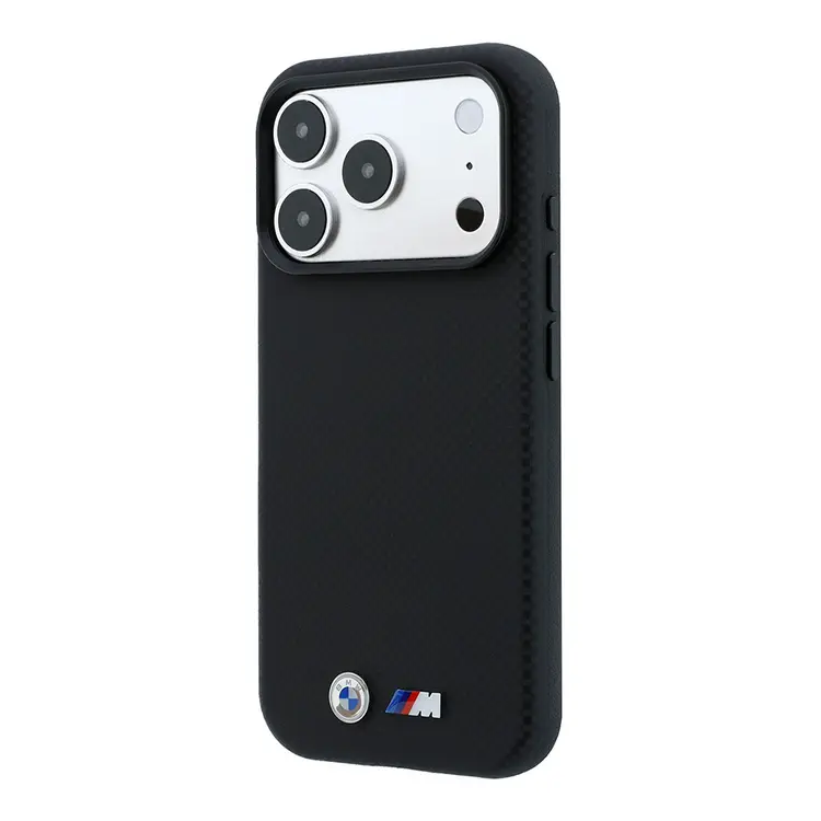 Apple iPhone 18 Pro Max Kılıf BMW Orjinal Lisanslı M-safe Şarj Özellikli Metal Logolu Karbon Fiber Kevlar Kapak