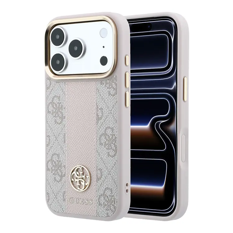 iPhone 18 Pro Max MagSafe Uyumlu Deri Kılıf - Guess 4G Desenli