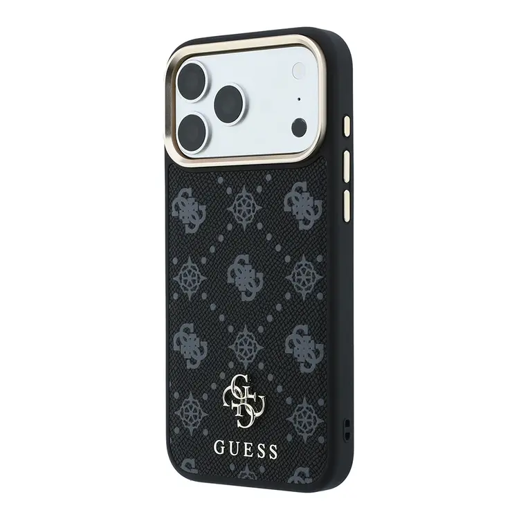 Apple iPhone 18 Pro Max Kılıf Guess Orjinal Lisanslı M-safe Şarj Özellikli Klasik Yazı ve 4G Logolu PU Deri Peony Kapak
