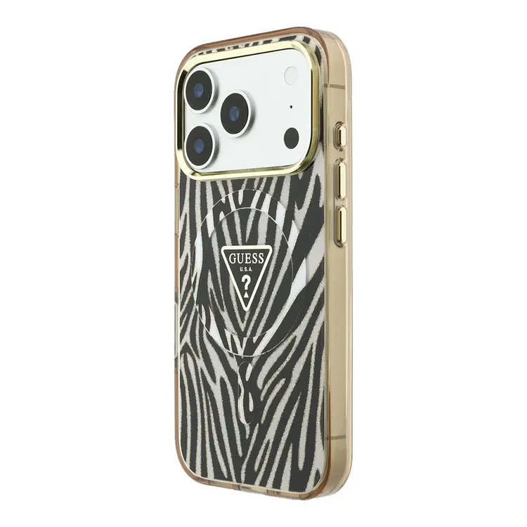 iPhone 18 Pro Max MagSafe Uyumlu Silikon Kılıf - Guess Zebra Desenli