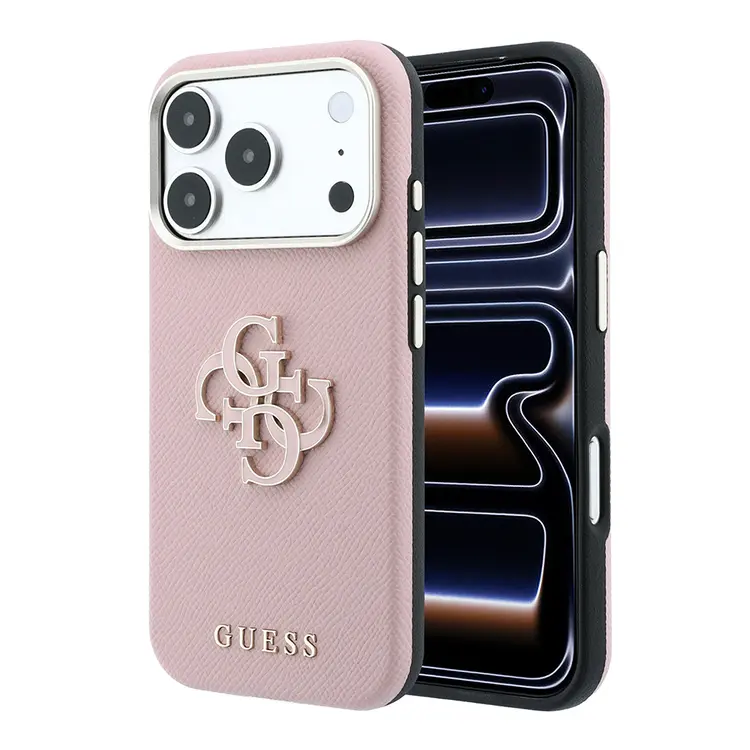 iPhone 18 Pro Max Kılıf, Lisanslı PU Yazı ve 4G Metal Logo - Guess
