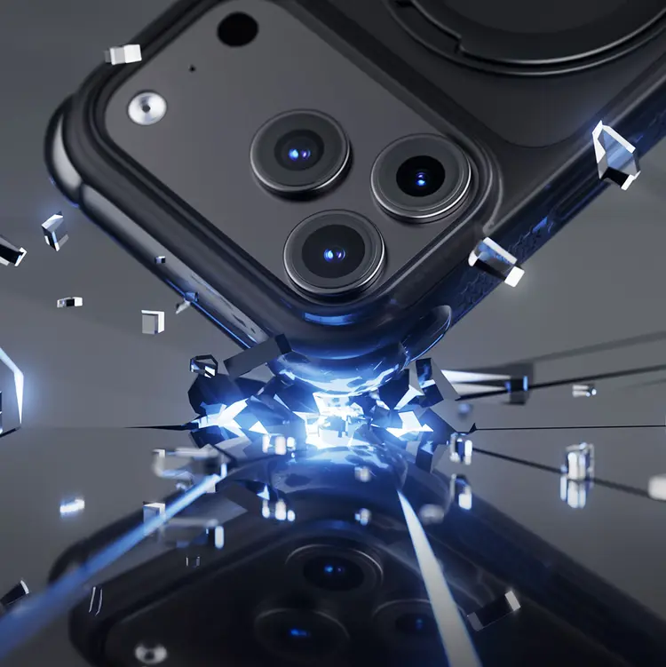Apple iPhone 18 Pro Max Kılıf Lenyes Air Bumper Serisi M-safe Şarj Özellikli Airbag Tasarımlı Standlı Kapak