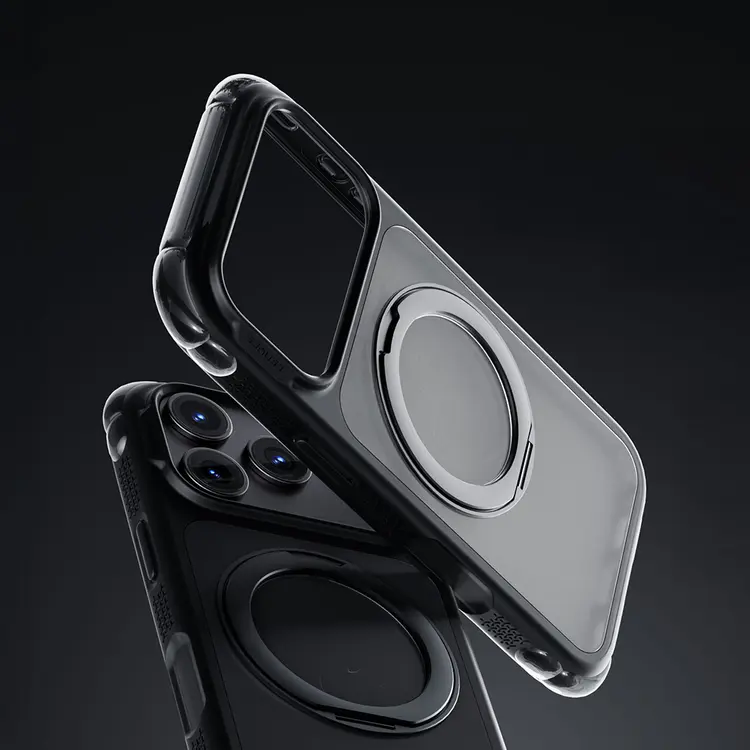Apple iPhone 18 Pro Max Kılıf Lenyes Air Bumper Serisi M-safe Şarj Özellikli Airbag Tasarımlı Standlı Kapak