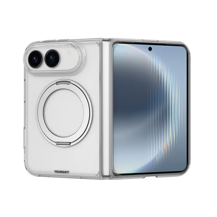 Apple iPhone Duo Kılıf M-safe Şarj Özellikli Youngkit Clear Serisi Standlı Kapak